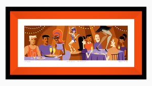 "Endless Mimosas" Framed Fine Art Print | Shag (Josh Agle) | Tangerine Liner | The Shag Store