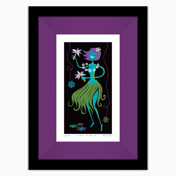 "Hula Power 1" Framed Fine Art Print | Shag (Josh Agle) | Dark Violet Liner | The Shag Store