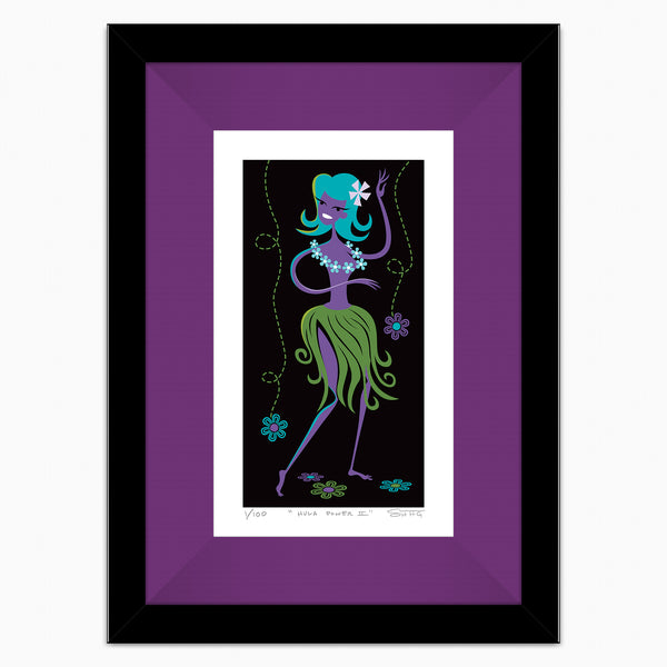 "Hula Power 2" Framed Fine Art Print | Shag (Josh Agle) | Dark Violet Liner | The Shag Store