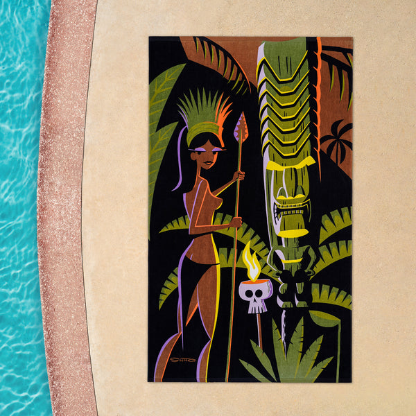 "Hunt for Halulu" Beach Towel | Shag (Josh Agle) | The Shag Store