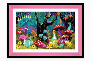"Impassible Things" Framed Fine Art Print | Alice's Adventures in Wonderland | Shag (Josh Agle) | Candy Pink Liner | The Shag Store