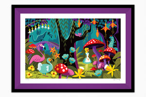 "Impassible Things" Framed Fine Art Print | Alice's Adventures in Wonderland | Shag (Josh Agle) | Dark Violet Liner | The Shag Store