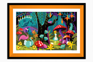 "Impassible Things" Framed Fine Art Print | Alice's Adventures in Wonderland | Shag (Josh Agle) | Orange Liner | The Shag Store