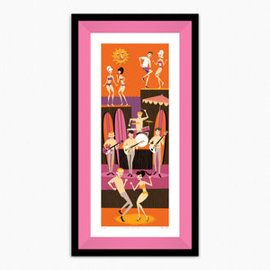 "Inside, Outside USA" Framed Fine Art Print | Shag (Josh Agle) | Candy Pink Liner | The Shag Store