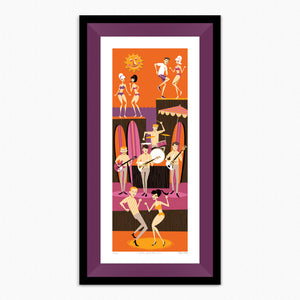 "Inside, Outside USA" Framed Fine Art Print | Shag (Josh Agle) | Eggplant Liner | The Shag Store