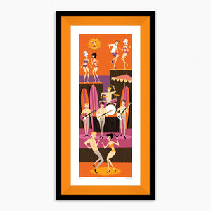"Inside, Outside USA" Framed Fine Art Print | Shag (Josh Agle) | Orange Liner | The Shag Store