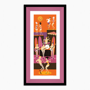 "Inside, Outside USA" Framed Fine Art Print | Shag (Josh Agle) | Plum Liner | The Shag Store