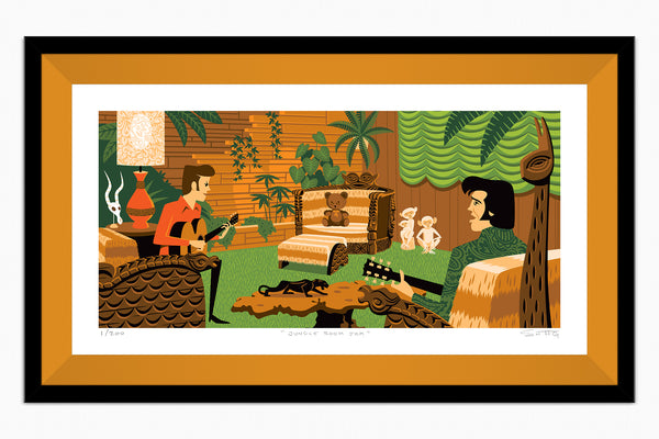 "Jungle Room Jam" Framed Fine Art Print | Shag (Josh Agle) | Elvis Presley's Graceland | Gold Liner | The Shag Store