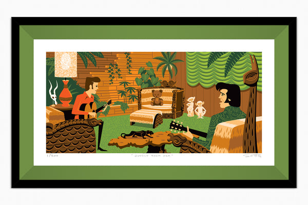 "Jungle Room Jam" Framed Fine Art Print | Shag (Josh Agle) | Elvis Presley's Graceland | Grass Green Liner | The Shag Store