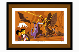 "Kingu Monsuta" Fine Art Print | TOHO Studios Godzilla | Orange Colorway