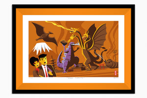 "Kingu Monsuta" Fine Art Print | TOHO Studios Godzilla | Orange Colorway