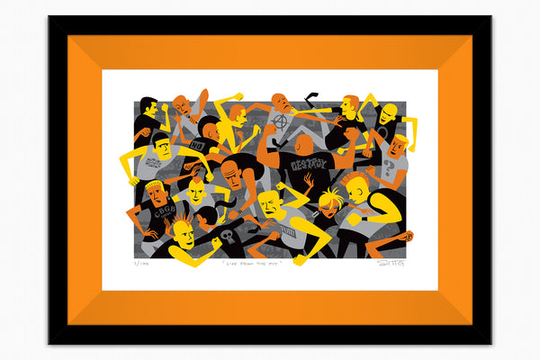 "Live from the Pit" Framed Fine Art Print with Shag (Josh Agle) | Orange Liner | The Shag Store