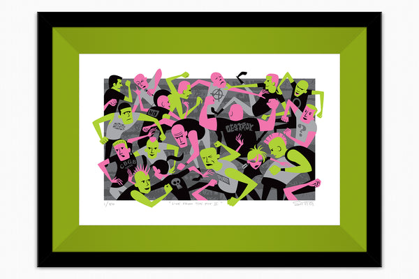 "Live from the Pit II" Framed Fine Art Print | Shag (Josh Agle) | Pink & Green Edition | Lime Liner | The Shag Store