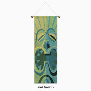 "Maui" Green Tiki Tapestry | Shag's Tiki Tapestries | Shag (Josh Agle) | The Shag Store