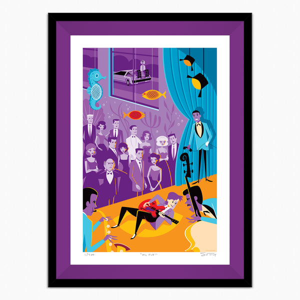 "McFly" Framed Fine Art Print | Shag (Josh Agle) | Dark Violet Liner | The Shag Store