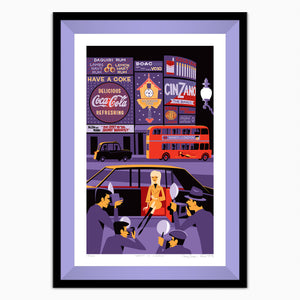 "Nancy in London" Framed Fine Art Print | Hand-Signed by Nancy Sinatra & Shag | Shag (Josh Agle) | Iris Liner | The Shag Store