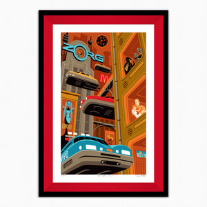 "New York 2263" Framed Fine Art Print | "The Fifth Element" | Shag (Josh Agle) | Red Liner | The Shag Store