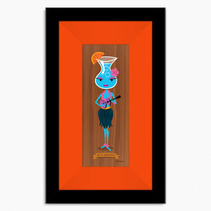 "Blue Hawaiian" Framed Fine Art Print on Wood | Shag (Josh Agle) | "Notable Potables" Series | Tangerine Liner | The Shag Store
