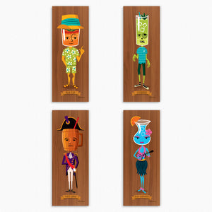 "Notable Potables" Fine Art Prints on Wood Series | Unframed Complete Set | Shag (Josh Agle) | The Shag Store (Square)