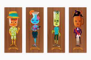 "Notable Potables" Fine Art Prints on Wood Series | Unframed Complete Set | Shag (Josh Agle) | The Shag Store (Line)