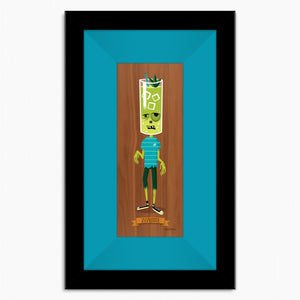 "Zombie" Framed Fine Art Print on Wood | Shag (Josh Agle) | "Notable Potables" Series | Turquoise Liner | The Shag Store