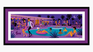 "Palm Springs After Midnight" Framed Fine Art Print | Shag (Josh Agle) | Dark Violet Liner | The Shag Store