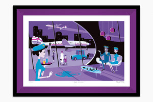 "Par Avion" Framed Fine Art Print with Shag (Josh Agle) | Dark Violet Liner | The Shag Store