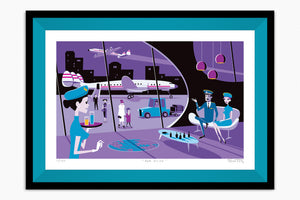 "Par Avion" Framed Fine Art Print | Shag (Josh Agle) | Turquoise Liner | The Shag Store