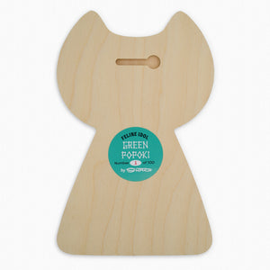 "Green Popoki" Feline Tiki Idol | Embellished Fine Art Print on Wood | Shag (Josh Agle) | The Shag Store (Back)