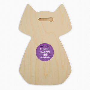 "Purple Popoki" Feline Tiki Idol | Embellished Fine Art Print on Wood | Shag (Josh Agle) | The Shag Store (Back)