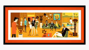 "Recent Acquisitions" Framed Fine Art Print | Shag (Josh Agle) | Tangerine Liner | The Shag Store