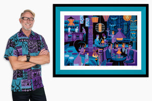 "At the Midnight Lagoon" Framed Fine Art Print with Shag (Josh Agle) | Turquoise Liner | The Shag Store