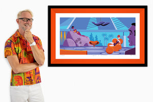 "Bambi and Thumper" Framed Fine Art Print with Shag (Josh Agle) | James Bond "Diamonds are Forever" | Tangerine Liner | The Shag Store