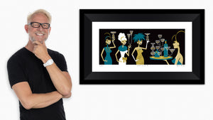 "Chin Chin II" Framed Fine Art Print | Green Edition with Shag (Josh Agle) | Black Liner | The Shag Store