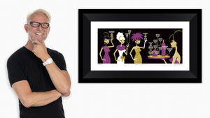 "Chin Chin I" Framed Fine Art Print | Burgundy Edition with Shag (Josh Agle) | Black Liner | The Shag Store