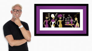 "Chin Chin I" Framed Fine Art Print | Burgundy Edition with Shag (Josh Agle) | Dark Violet Liner | The Shag Store