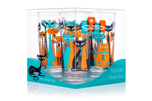 "Cool Cats" Highball Glass Set | Teal & Orange | Shag (Josh Agle) | The Shag Store (Packaging)