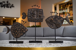 "Bronze Fins" Three Sculpture Set | Shag (Josh Agle) | The Shag Store (House Display 3)