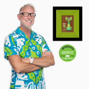 "Absinthe" Framed Fine Art Print on Wood with Shag (Josh Agle) | "The Intoxicats" Series | The Shag Store