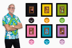 "The Intoxicats" Fine Art Prints on Wood with Shag (Josh Agle) | Framed Complete Set | The Shag Store