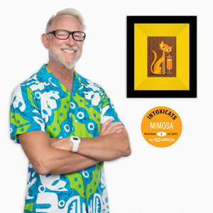 "Mimosa" Framed Fine Art Print on Wood with Shag (Josh Agle) | "The Intoxicats" Series | The Shag Store