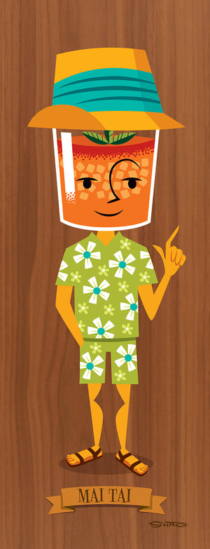 "Mai Tai" Fine Art Print on Wood | "Notable Potables" Series | Shag (Josh Agle) | The Shag Store