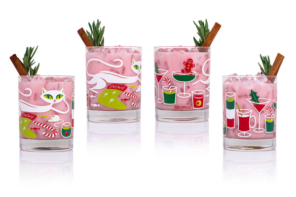 "Meowy Christmas" Holiday Old-Fashioned Glass Set