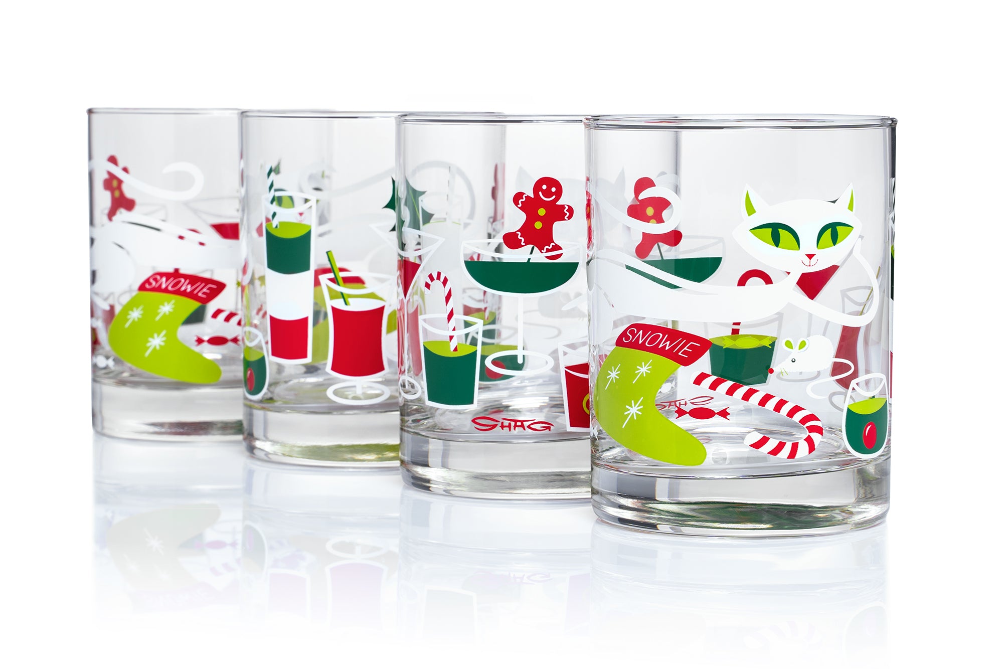 Meowy Christmas Holiday Old-Fashioned Glass Set – The Shag Store