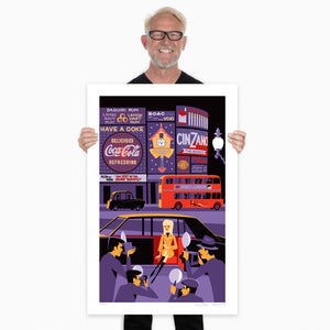 "Nancy in London" Fine Art Print with Shag (Josh Agle) | Hand-Signed by Nancy Sinatra & Shag | The Shag Store