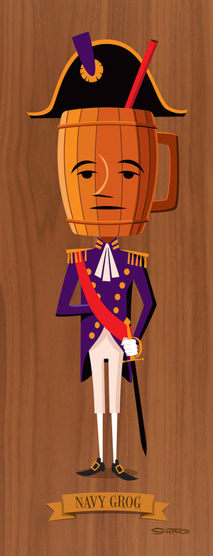 "Navy Grog" Fine Art Print on Wood | "Notable Potables" Series | Shag (Josh Agle) | The Shag Store