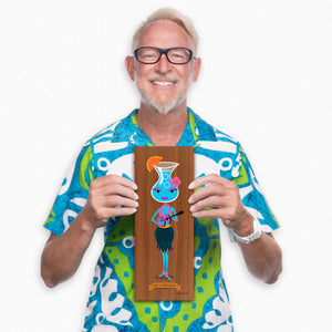 "Blue Hawaiian" Fine Art Print on Wood with Shag (Josh Agle) | "Notable Potables" Series | The Shag Store