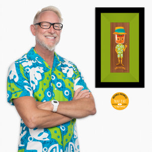 "Mai Tai" Framed Fine Art Print on Wood with Shag (Josh Agle) | "Notable Potables" Series | Lime Liner | The Shag Store | COA