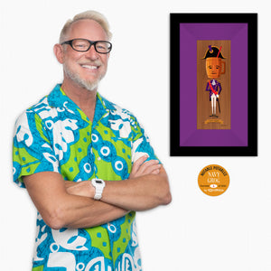 "Navy Grog" Framed Fine Art Print on Wood with Shag (Josh Agle) | "Notable Potables" Series | Dark Violet Liner | The Shag Store | COA