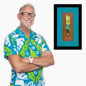 "Zombie" Framed Fine Art Print on Wood with Shag (Josh Agle) | "Notable Potables" Series | Jade Green Liner | The Shag Store